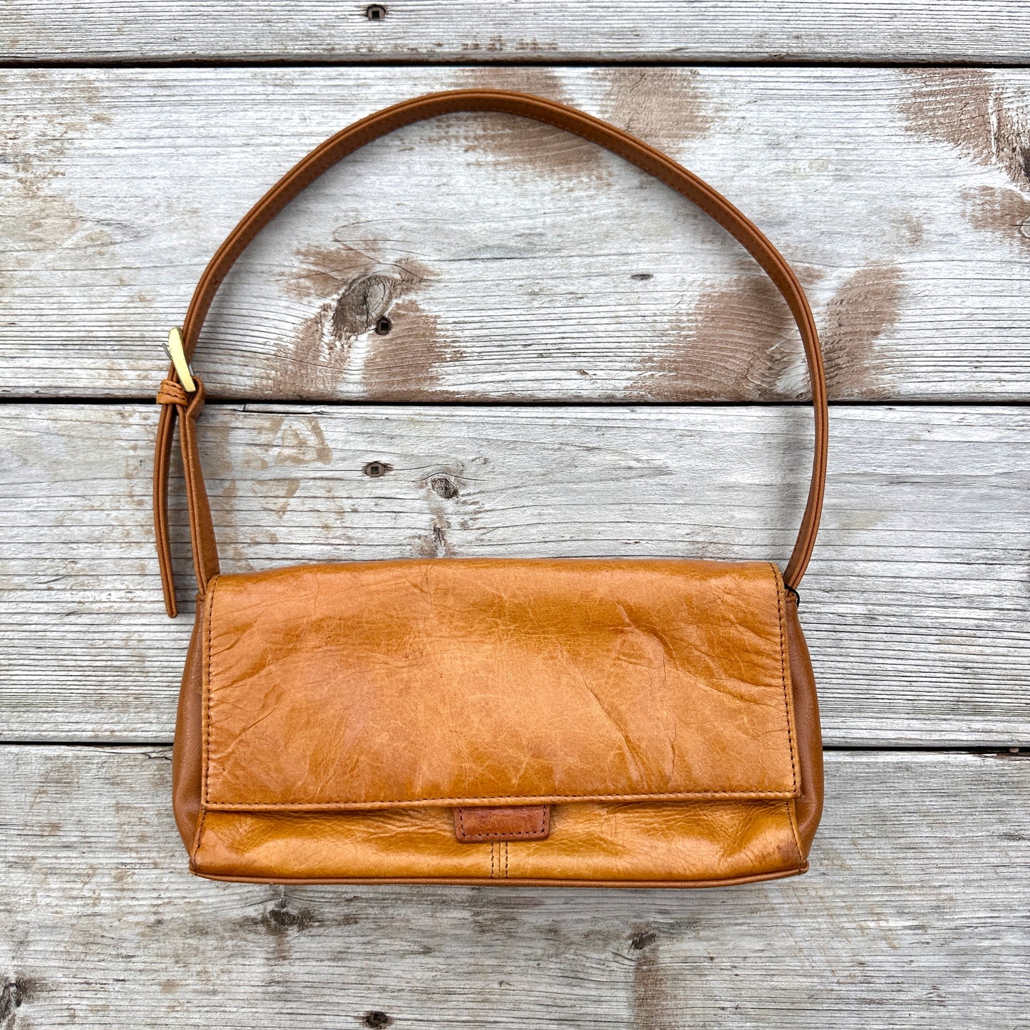 Tan Leather Baguette Bag