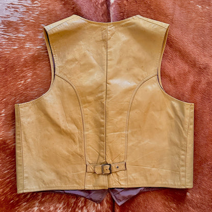 Bristol Golden Crown Tan Leather Vest, XL - Cherry Buzz