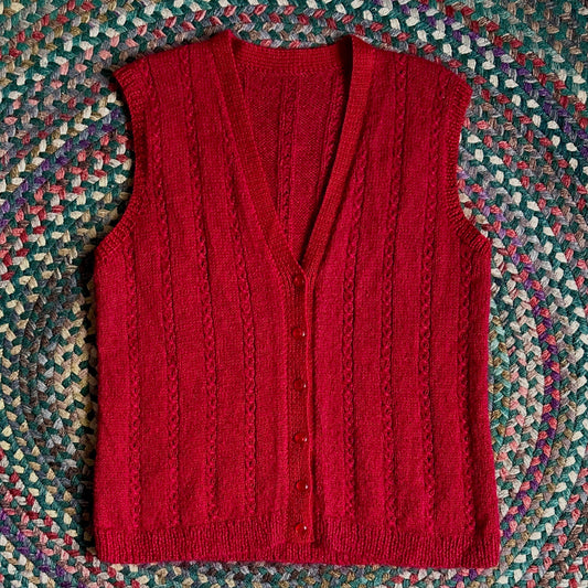 Red Sweater Vest, L - Cherry Buzz