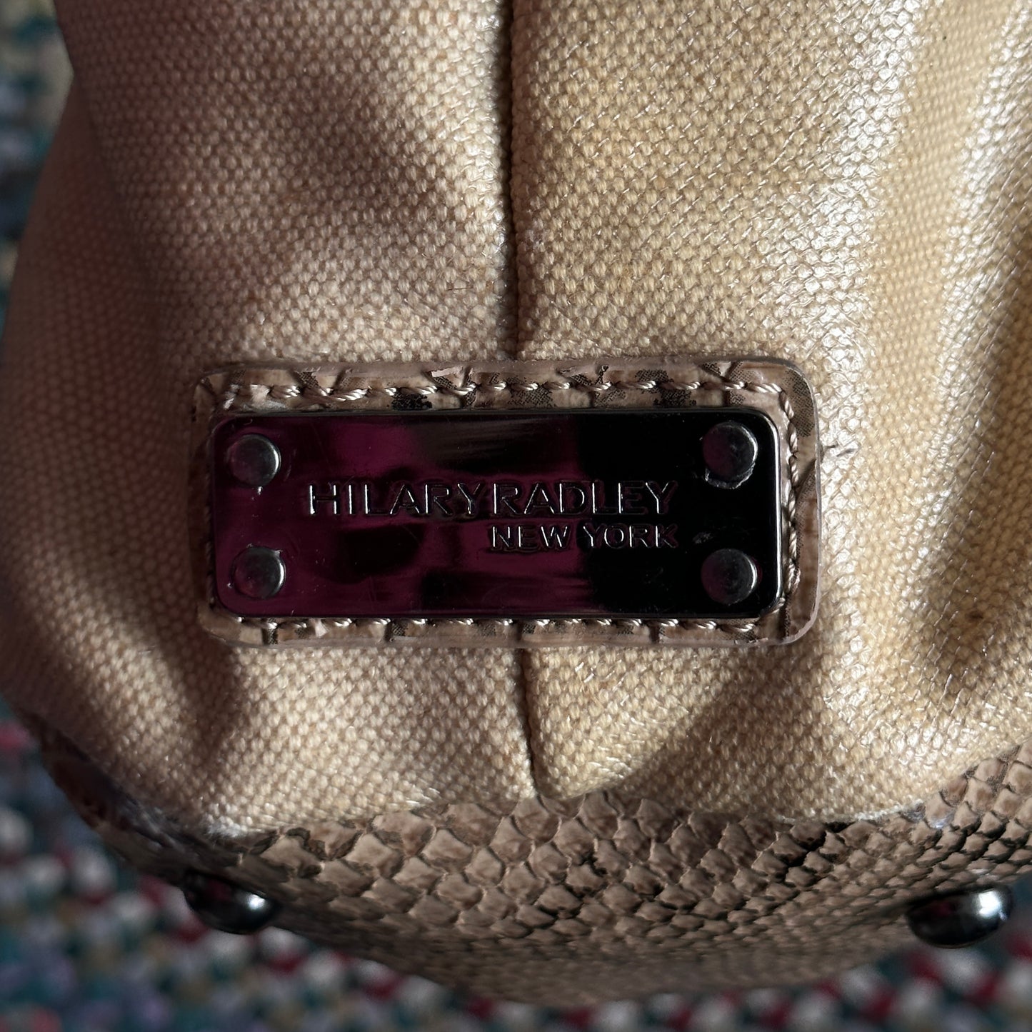 Hilary Radley Faux Snake Skin Tan Hand Bag