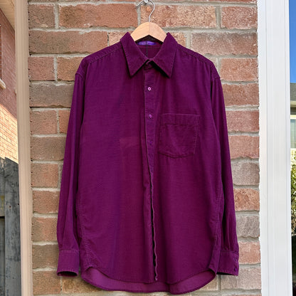 Purple Corduroy Long Sleeve Button Down, L