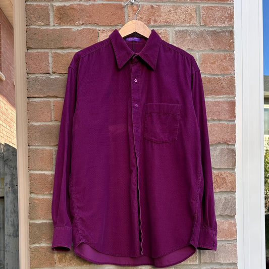 Purple Corduroy Long Sleeve Button Down, L