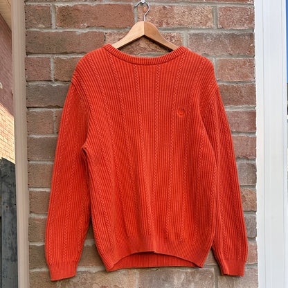 Chaps Orange Cotton Knit Crew Neck, M