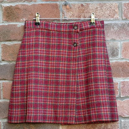 United Colors of Benetton Red Plaid Mini Skirt, S