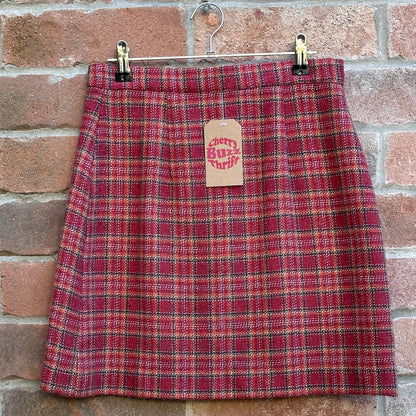 United Colors of Benetton Red Plaid Mini Skirt, S