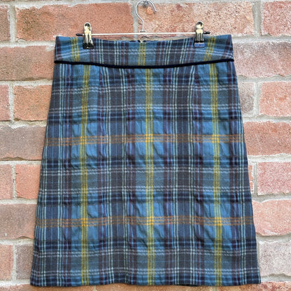 Pink Tartan Blue Plaid Skirt, S