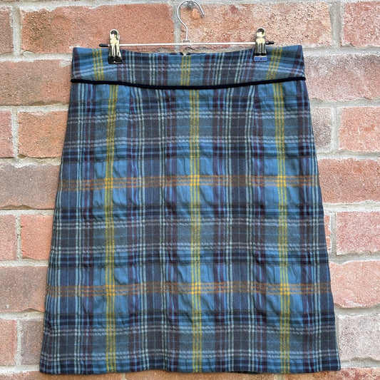 Pink Tartan Blue Plaid Skirt, S