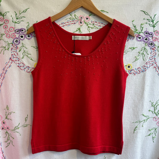 Red Beaded Top, S