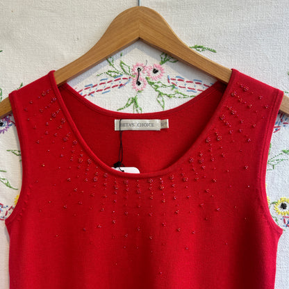 Red Beaded Top, S
