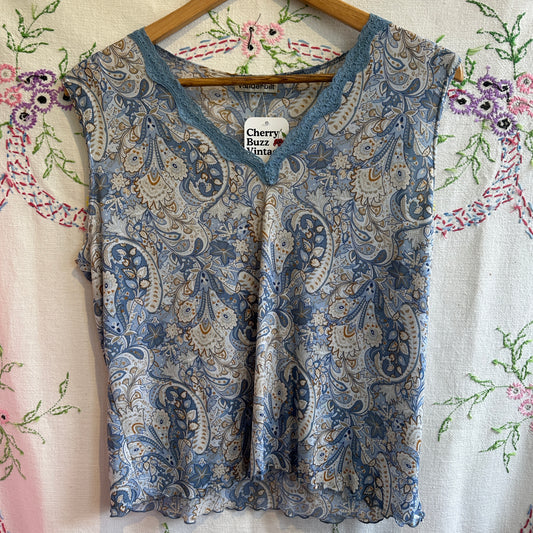Vanderbilt Blue Paisley Top, M