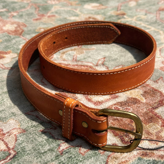 Cognac Leather Belt, 26"-30.5"