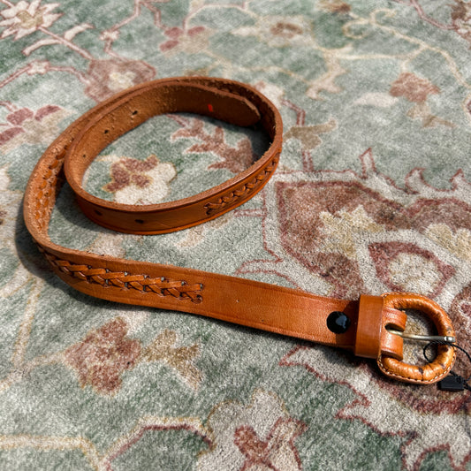 Cognac Leather Belt, 23"-28"