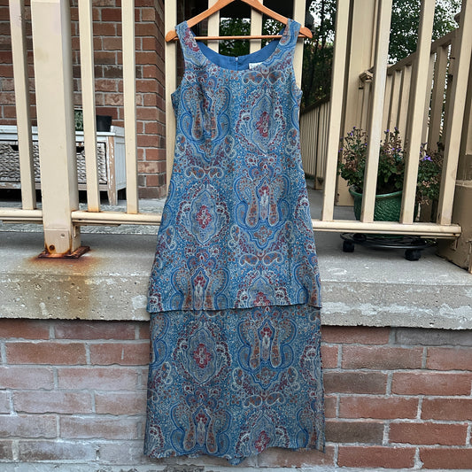 Blue Paisley Maxi Dress, M