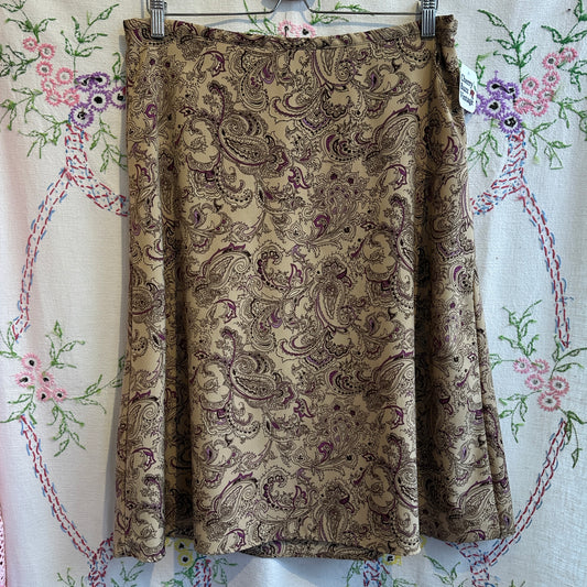Beige and Purple Paisley Skirt, 34"