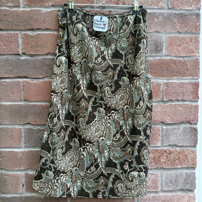 Green Paisley Skirt, 27"