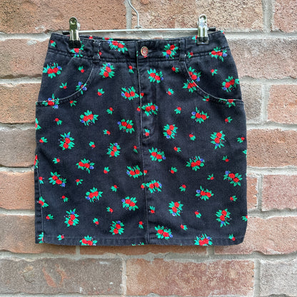 Esprit Black Floral Denim Skirt, 26"