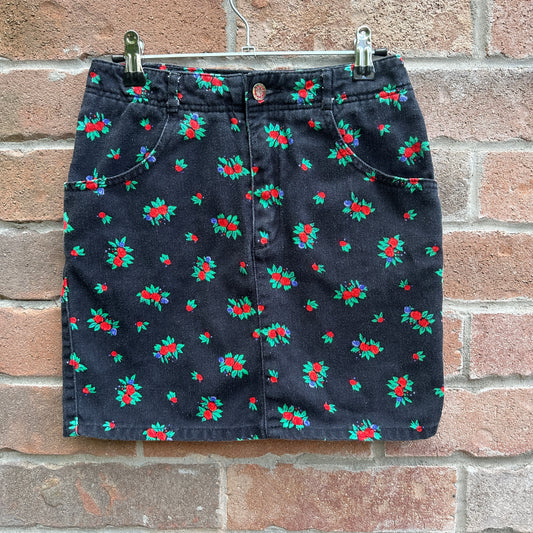 Esprit Black Floral Denim Skirt, 26"