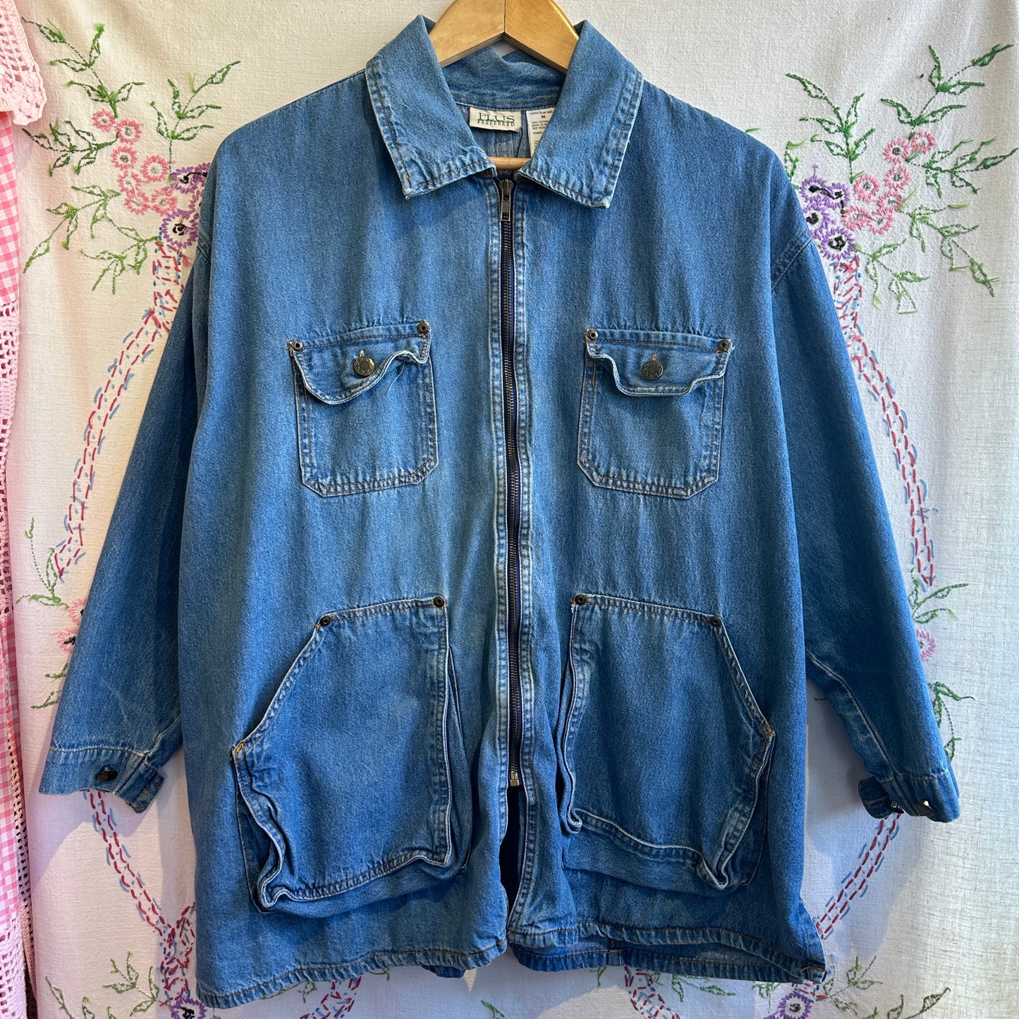 Denim Zip Up Jacket, L