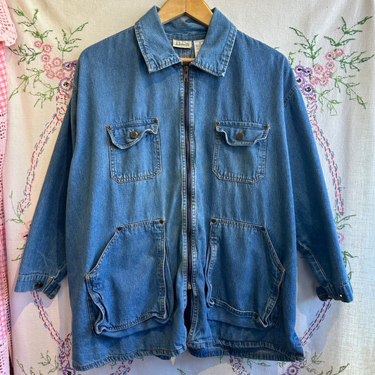 Denim Zip Up Jacket, L