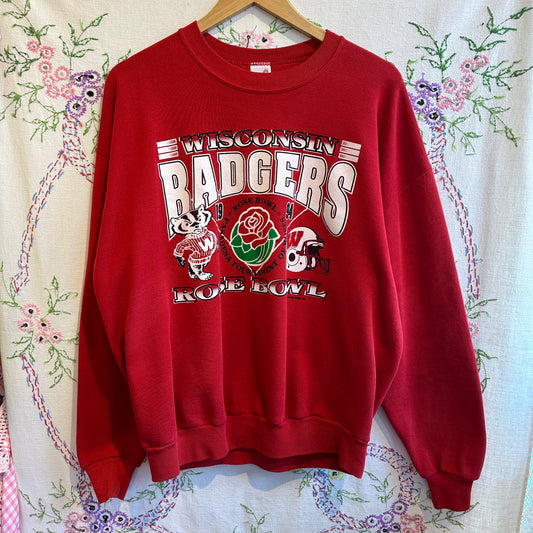 Wisconsin Badgers Rose Bowl Crew Neck, '94, XL