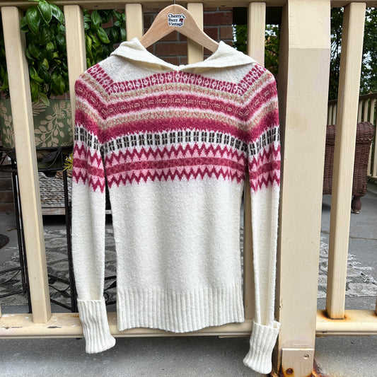 725 Beige Knit Hoodie, M