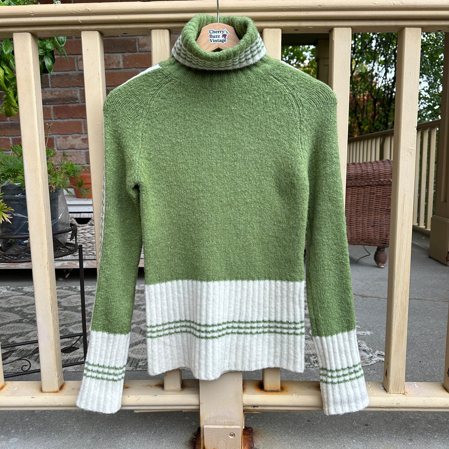 Green Wool Blend Sweater, S