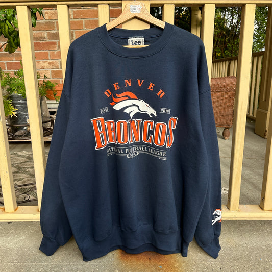 Denver Broncos 1988 Navy Blue Crewneck, XL