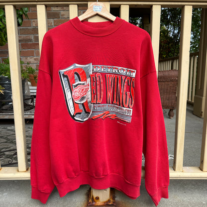 1993 Detroit Red Wings Hockey Red Crewneck, XL