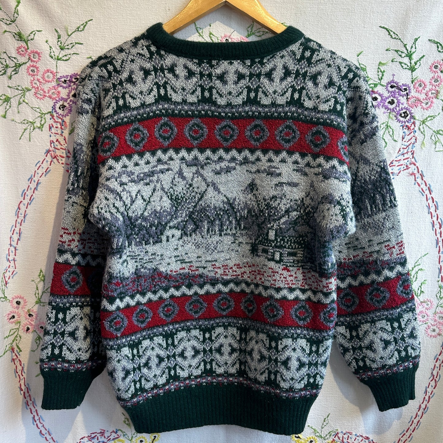 Green Knit Mountain Sweater, S