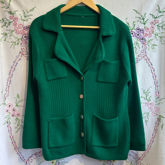 Green Knit Cardigan, L