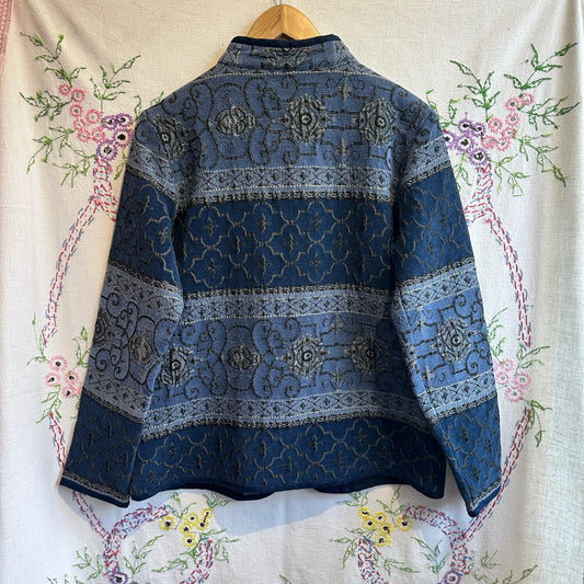 Blue Paisley Zip Up Jacket, M