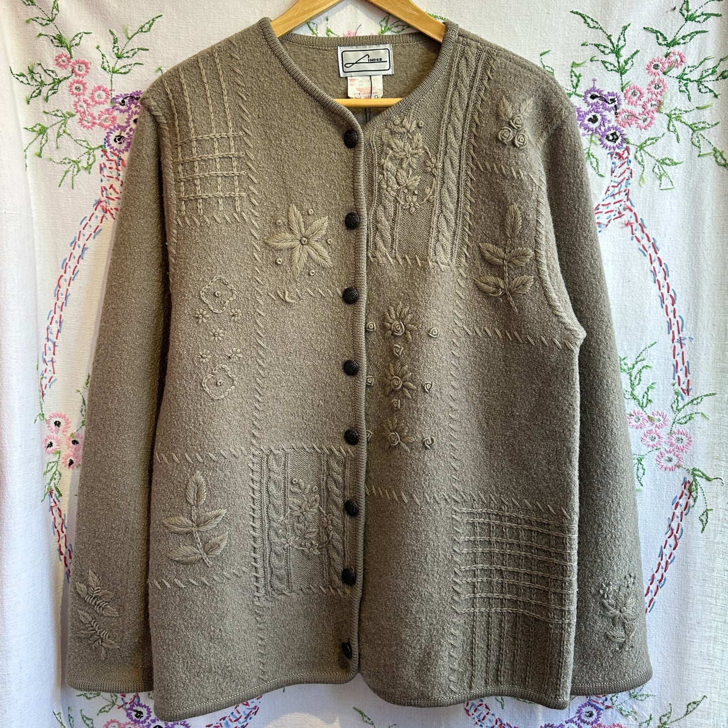 Beige Wool Cardigan, M