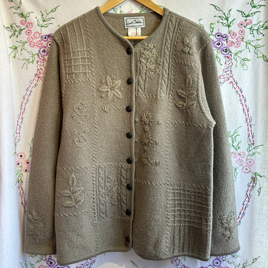 Beige Wool Cardigan, M