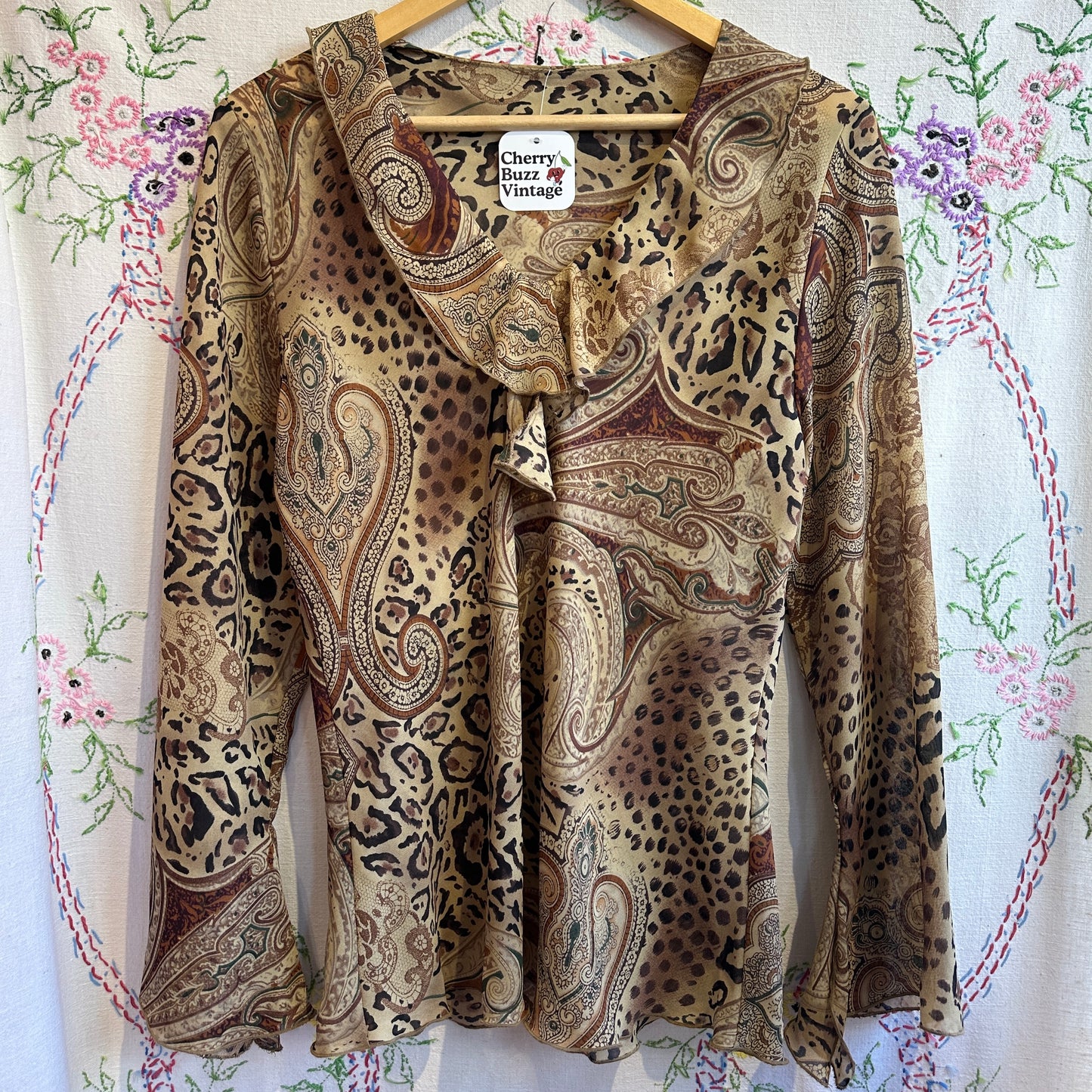 Paisley Animal Print Flowy Top, M