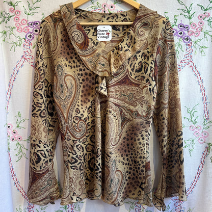 Paisley Animal Print Flowy Top, M