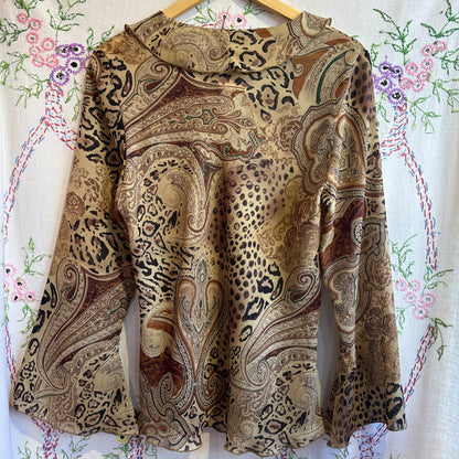 Paisley Animal Print Flowy Top, M