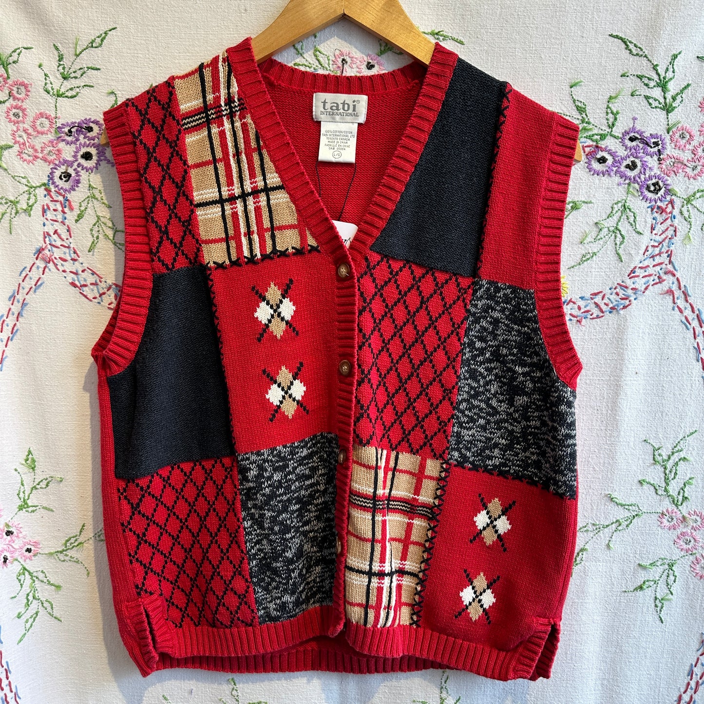 Tabi Knit Sweater Vest Cardigan, L
