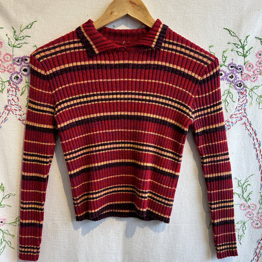 Stripped Ribbed Sweater, S