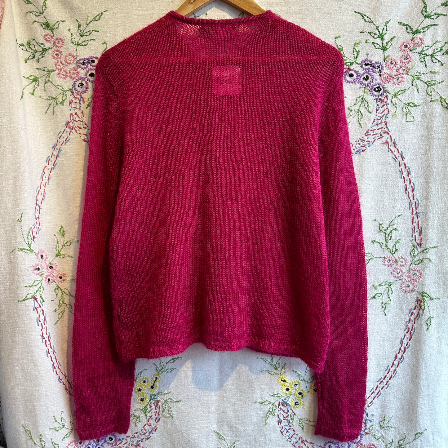 Pink Knit Mohair Blend Cardigan, M
