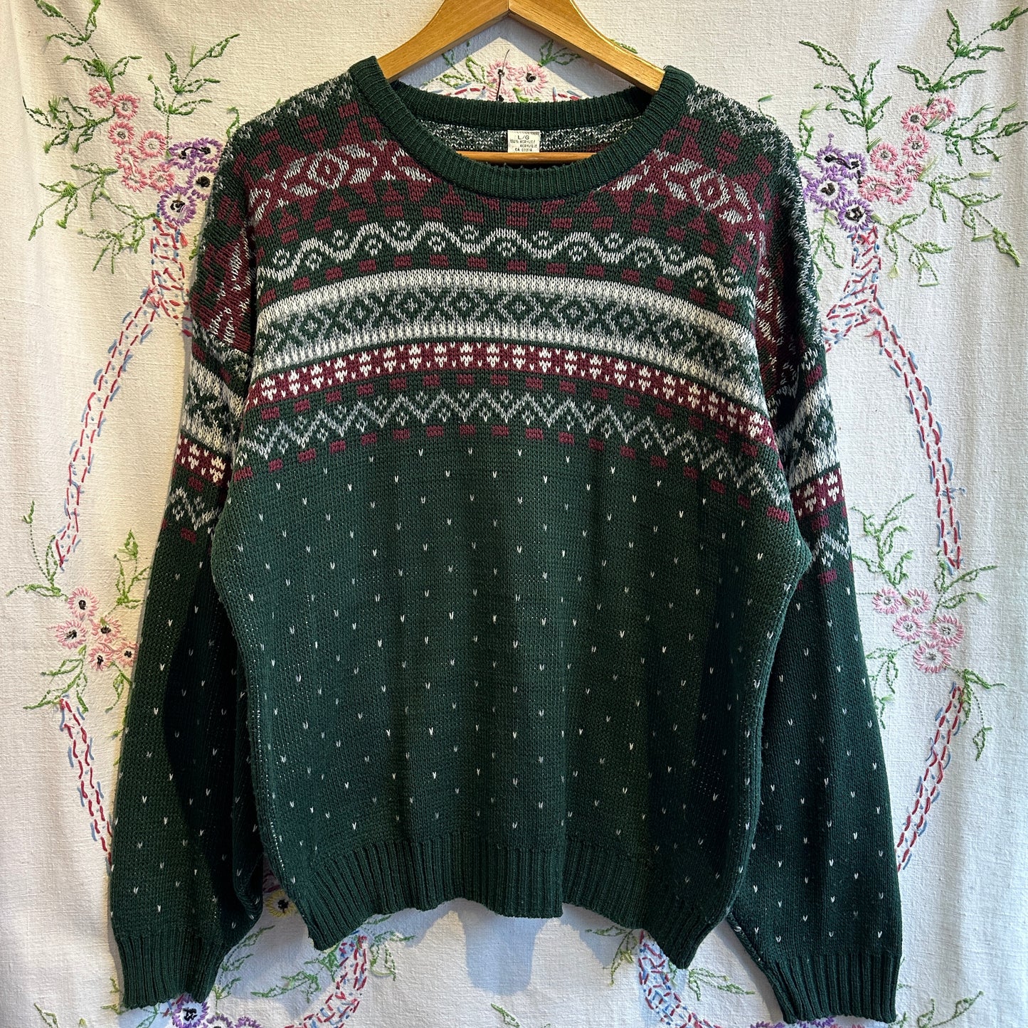 Green Festive Knit Sweater, L