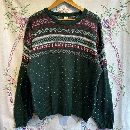 Green Festive Knit Sweater, L