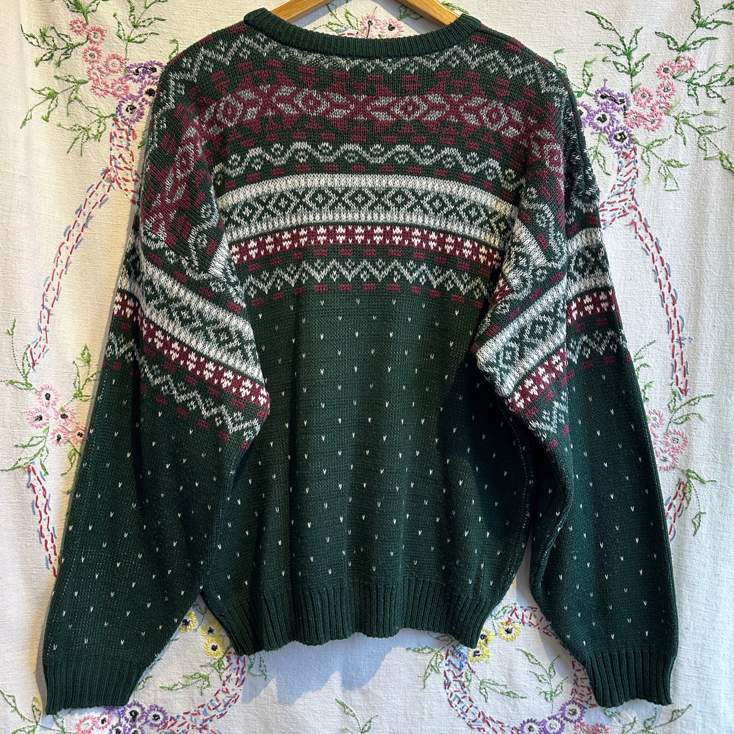 Green Festive Knit Sweater, L