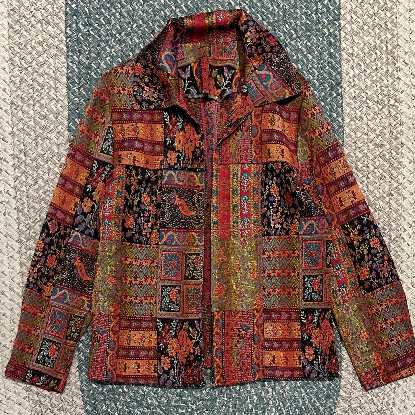 Jewel Tone Patchwork Blazer, M