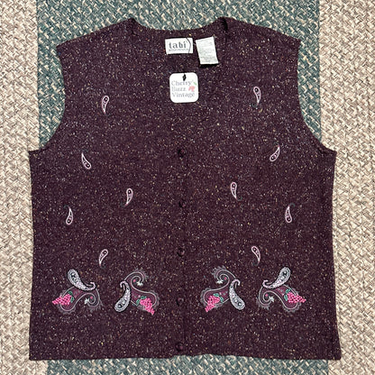 Tabi Purple Paisley Button Up Vest, L