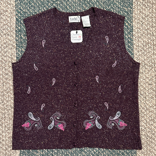 Tabi Purple Paisley Button Up Vest, L