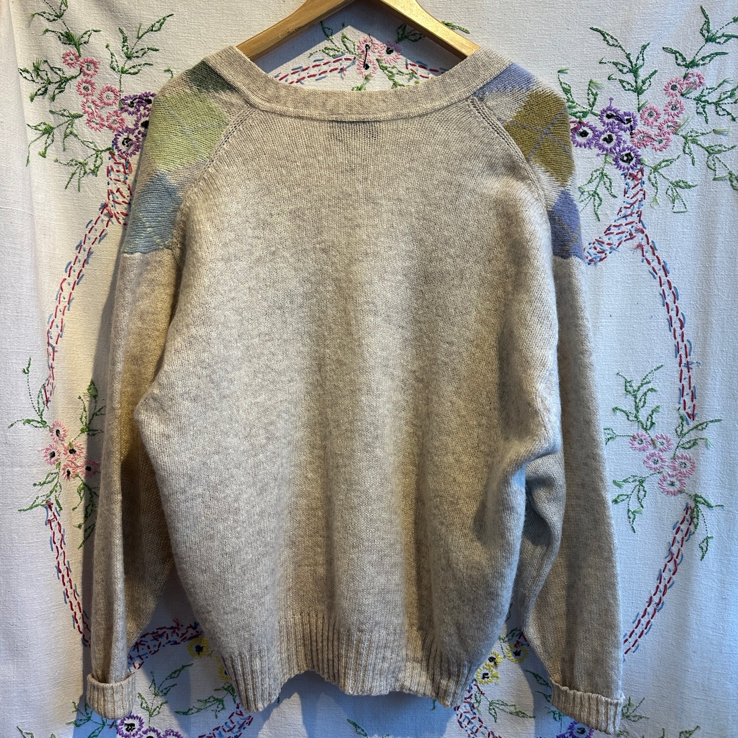 Wool Argyle Cardigan, L