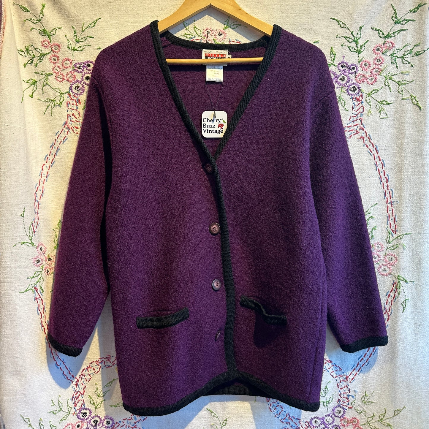 Purple Wool Cardigan, M
