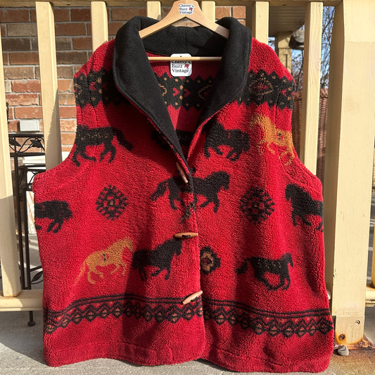 Fleece Vest with Horses, XXXL