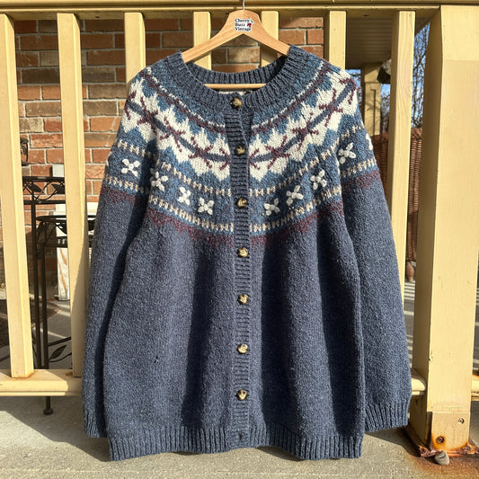 Blue Knit Cardigan, XXL