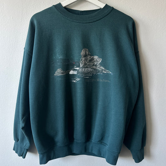 Northern Reflections Forest Green Canadian Loon Sweater, M